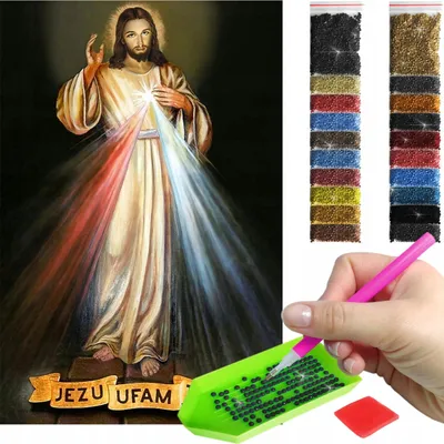 Produktbild von ARTULIO Diamond Painting Set - Christliches Jesus Christus Porträtmotiv - 60 x 40 cm - Groß XXL - 5D Crystal Art, Home Wand Deko