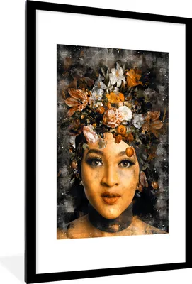Produktbild von MuchoWow® MuchoWow® Gerahmtes Poster Frauen - Farbe - Flora 60x90 cm - Poster mit zchwarzem Bilderrahmen - Dekoration - Wandposter Wohnzimmer - Hochwertig