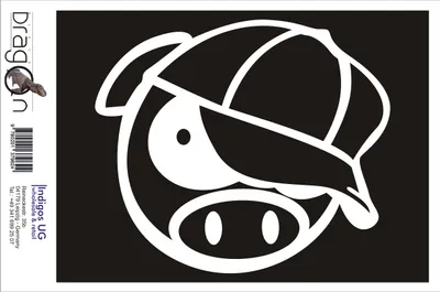 Produktbild von Aufkleber / Autoaufkleber - JDM / Die cut / Auto / OEM - schwein mit bascap - 140x120 mm weiß - Heckscheibe / Heckscheibenaufkleber