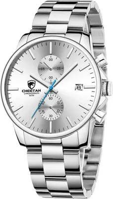 Produktbild von Elegante Herrenuhr aus Edelstahl mit versilbertem Design, wasserdichter Chronographen-Quarzuhr, stilvoll und langlebig, ideal für Alltag und besondere