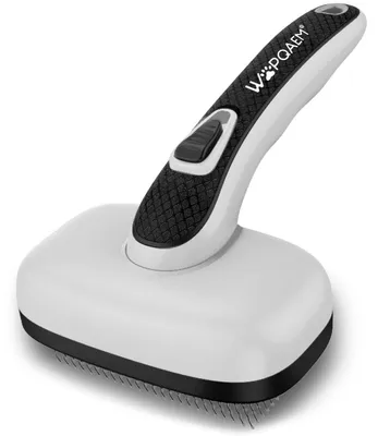 Image de Brosse pour chien, brosse pour chat, brosse pour animaux de compagnie, autonettoyante, couleur grise, 1 pièce