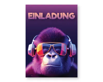 Produktbild von Friendly Fox Gorilla Einladung, 12x Einladungskarten Geburtstag Junge Mädchen, Geburtstagseinladungskarten, Geburtstags Partyeinladung