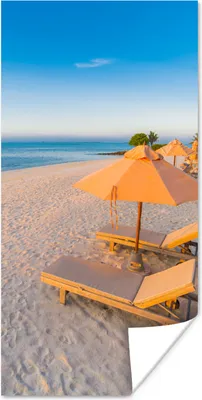 Produktbild von MuchoWow® Poster Karibischer Strand mit Strandkorb 20x40 cm - Plakat - Foto