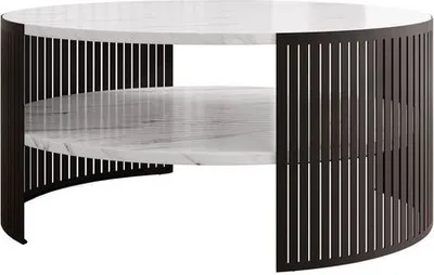 Produktbild von MIRJAN24 Couchtisch Fikoli, Wohnzimmer Kaffeetisch, Beine und Seiten aus Stahl (Farbe: Schwarz / Bianco Marmor)