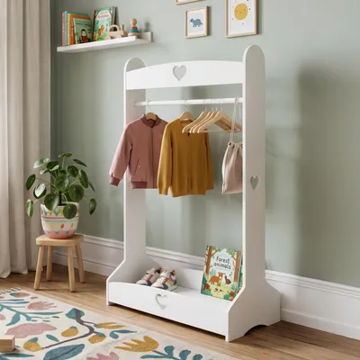 Produktbild von Kindergarderobe 'Haandsvanssad' mit Kleiderstange 126 x 73 x 43 cm Weiß