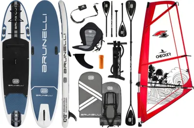 Image de BRUNELLI 10,8 Planche de windsurf tissée Segel iSUP Stand Up Paddle Checker 4,5 m² Pont de gréement