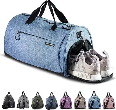 Imagen del producto de Bolsa deportiva Famanu con compartimento para zapatos y compartimento para objetos húmedos - Azul