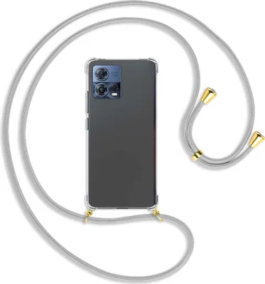 Produktbild von Handykette Backcover-Schutzhülle mit Band (Metall goldfarben) für Motorola Edge 30 Fusion, Moto S30 Pro - silbergrau