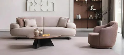 Produktbild von Stilvolles Wohnzimmer-Set – Beiger 3-Sitzer Sofa und Brauner Sessel