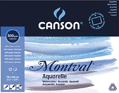 Produktbild von CANSON Aquarellblock "Montval" rundum geleimt 190 x 240 mm 12 Blatt