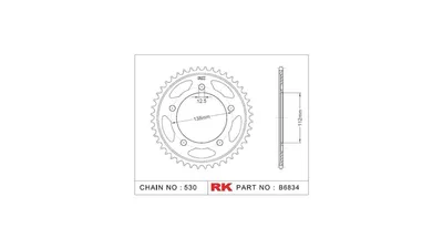 Produktbild von RK Kettenrad "6834" 530, Stahl, silber 44 Zähne