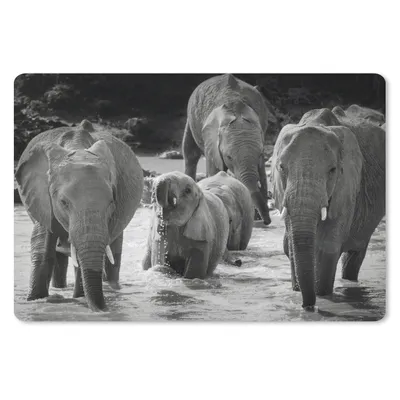 Produktbild von MuchoWow® Mauspad Mousepad Elefant - Tiere - Wasser - Schwarz und weiß 27x18 cm - Mousepads - Maus Mat - Pad - Mausunterlage - Büroartikel - Desk Matten
