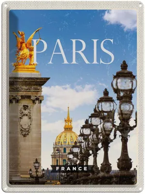 Produktbild von vianmo Blechschild 40x30 cm Retro Paris Urlaub France Bild Bildmotiv Reisemotiv Abenteuer Reisen Straße Stadt