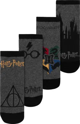 Produktbild von Harry Potter Socken für Herren - Hogwarts Männer Sneaker Strümpfe Grau/Schwarz (4er Pack), Größe:43-46