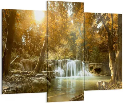 Produktbild von Bild auf Leinwand - Leinwandbild - Park Wasserfall Wasser - 130x100cm - Wand Bild - Wanddeko - Leinwanddruck - Bilder - Kunstdruck - Wanddekoration - Leinwand bilder - Wandkunst - CB130x100-3789