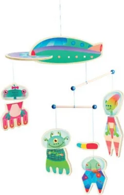 Immagine prodotto di Alieni mobili in legno Bajo - giocattolo decorativo colorato per la stanza dei bambini