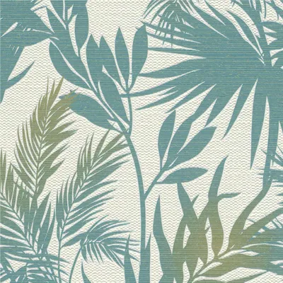 Produktbild von Vliestapete 811858 Tapete Botanical Dschungel 53 x 1005 cm Rasch Selection Türkis Weiß
