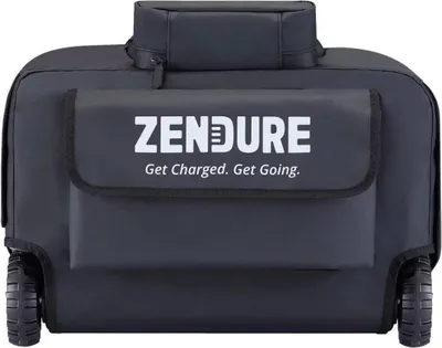 A black protective bag for a portable power station.