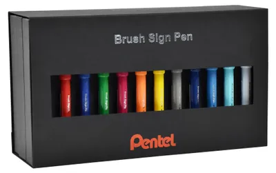 Zdjęcie produktu dla Zestaw pisaków pędzelkowych do kaligrafii i liternictwa Brush SES15C-ST36PL  36 sztuk - PENTEL
