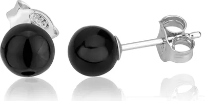 Produktbild von Paar echte Onyx Ohrstecker 925 Sterlingsilber rhodiniert 6mm Ohrringe Damen rund