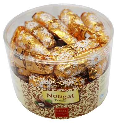 Produktbild von Storz Nougatzapfen, lose, 625 g in Dose (50 Stk. à je 12,5 g) / Schokolade / Weihnachten