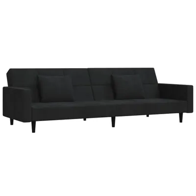 Produktbild von vidaXL Schlafsofa 2-Sitzer mit 2 Kissen Schwarz Samt
