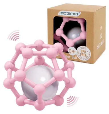 Produktbild von Baby Rassel Beißball Sensorik Spielzeug BPA-frei Silikon Rosa