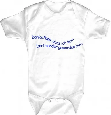 Produktbild von Babystrampler mit Print – Danke Papa, dass ich kein Dortmunder geworden bin – 08495 weiß - 6-18 Monate Größe - 18-24 Monate