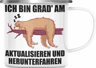 Produktbild von Trendation - Lustige Faultier Spruch Mitarbeiter Geschenk Arbeitskollege Emaille Tasse Kollegin Abschiedsgeschenk (Silber)