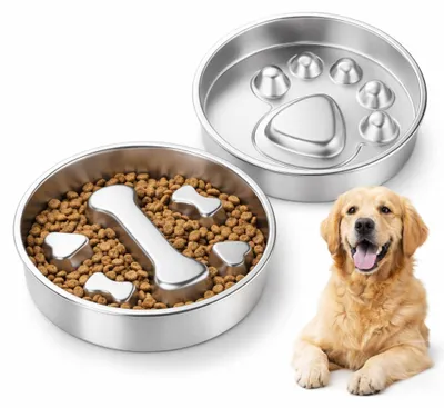 Produktbild von Antischlingnapf für Hunde, 2er Set aus Edelstahl, 2-in-1, Ø 22 cm