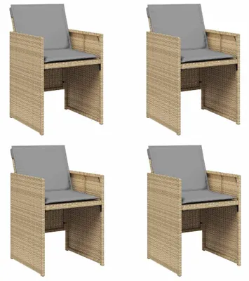 Imagen del producto de vidaXL: Juego de 4 sillas de jardín con cojines, fabricadas con polirratán