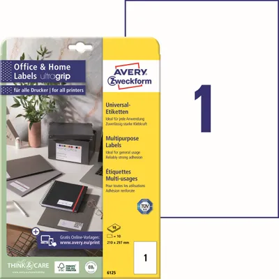 Zdjęcie produktu dla AVERY ZWECKFORM Universal-Etik.perman. 210x297 667348 4004182061251