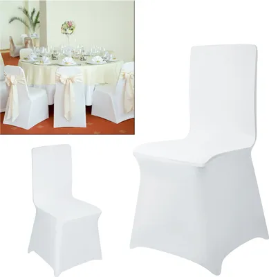 Produktbild von LZQ 50 Stück Universell Stuhlhussen Stuhl Husse Stretch Weiß Stuhlbezüge Bankettstuhl Moderne für Hochzeiten und Party Dekoration