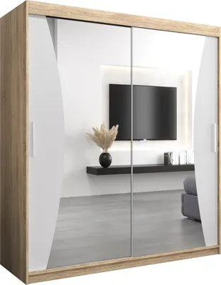 Produktbild von Kleiderschrank, Schiebetürenschrank Schlafzimmer, Schrank mit Spiegel MONACO 180 cm