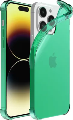 Image de Smartphonica iPhone 14 Pro transparent
  housse en silicone antichoc avec bumper - Vert