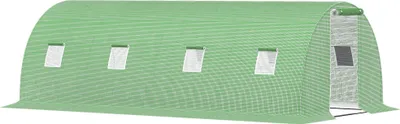 Produktbild von Outsunny Foliengewächshaus begehbares Polytunnel 6 x 3 m Gewächshaus mit 8 Fenster Treibhaus Frostschutz Stahlrohr Dunkelgrün