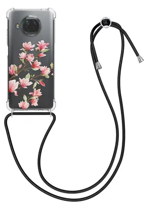 Produktbild von kwmobile Necklace Case kompatibel mit Xiaomi Mi 10T Lite Hülle - Silikon Cover mit Handykette - Rosa Weiß Transparent Magnolien