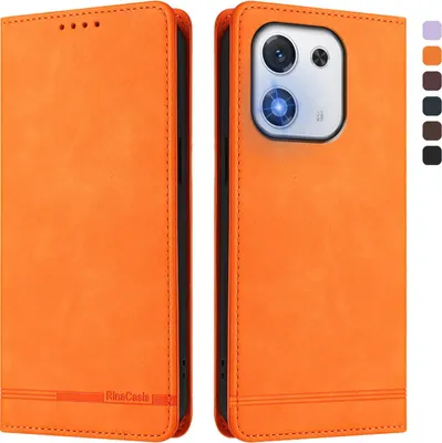 Image de Etui pour Honor X70i, étui rétro en cuirPolyuréthaneavec support et fentes pour cartes Orange