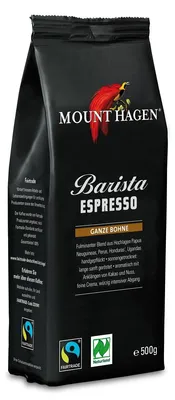 KAWA ZIARNISTA ARABICA/ROBUSTA BARISTA ESPRESSO FAIR TRADE BIO 500 g - MOUNT HAGEN
