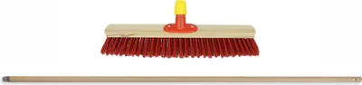Produktbild von Novaliv Straßenbesen 50 cm I Besen mit Stiel Holz I Elaston rot I Industriebesen Kehrbesen Gartenbesen Hofbesen Besen mit Stiel draußen Hallenbesen Besen Terrasse Außenbesen
