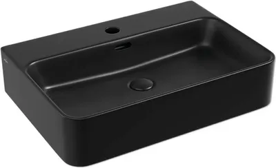 Produktbild von Jungborn Waschtisch THREE 60 x 42 cm schwarz matt inkl. keramischen Ablaufventil