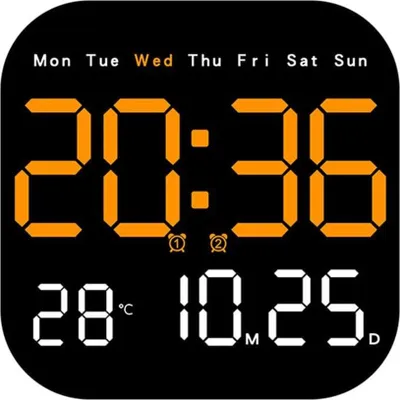 Produktbild von Multifunktionale LED-Wanduhr, Fernbedienung, Timing, Countdown, Temperaturanzeige, Orange