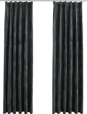 Immagine prodotto di vidaXL Tende oscuranti con ganci 2 pezzi velluto antracite 140x175cm