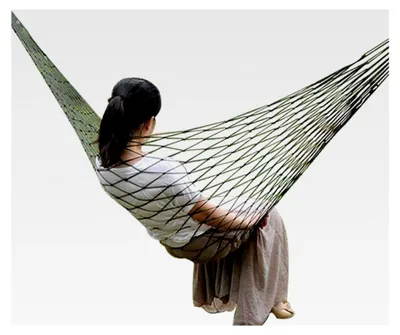 Produktbild von Nylon-Mesh Hängematte für den Außenbereich - Bequeme Campinghängematte mit hoher Tragfähigkeit