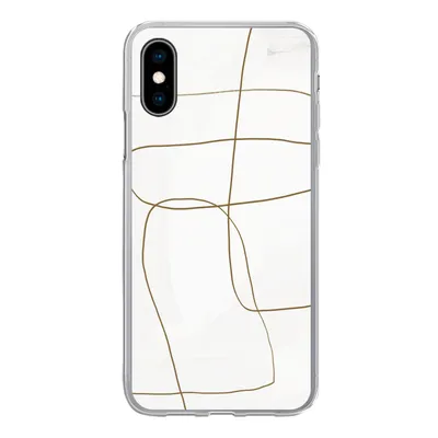 Produktbild von MuchoWow® Handyhülle Schutzhülle Hülle für iPhone X Kunst - Braun - Weiß - Abstrakt Silikon Softcase Handy Hülle - Handyhülle