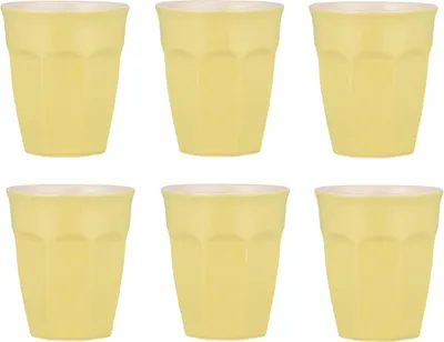 Produktbild von 6er Set Cafe Latte Becher Mynte Lemonade helles gelb 200ml Steingut Ib Laursen