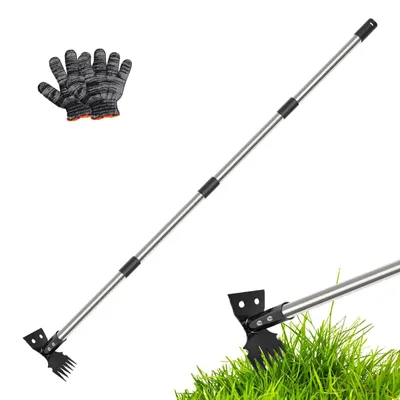 Imagen del producto de Omgoods - Removedor de malas hierbas con mango largo, 2 en 1: rastrillo y azada de jardín, 150 cm