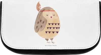 Produktbild von Mr. & Mrs. Panda Organizer Tasche Eule Federschmuck - Weiß - Geschenk, kosmetiktäschchen, Deko, Dekoration, Owl, Toilettentasche, Abenteuer, Kosmetiktasche, Make-Up