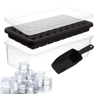 Produktbild von Silikon Eiswürfelform für 36 Eiswürfel mit Deckel Behälter Schaufel Eiswürfelbehälter Eiswürfelbereiter