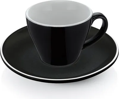 Produktbild von 18x Espresso doppio Tasse Obertasse + Untertasse Italia 180 ml schwarz, Porzellan, Doppelter Espresso